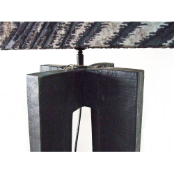 Lampa podłogowa Trapez drewno egzotyczne Czarna